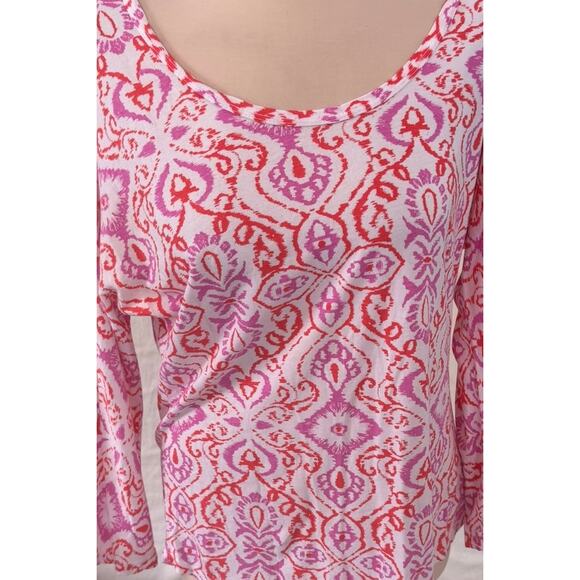 Fresh Produce Small Scoop Neck 3/4 Sleeve Pink Floral Top Modal Cotton - Picture 2 of 8